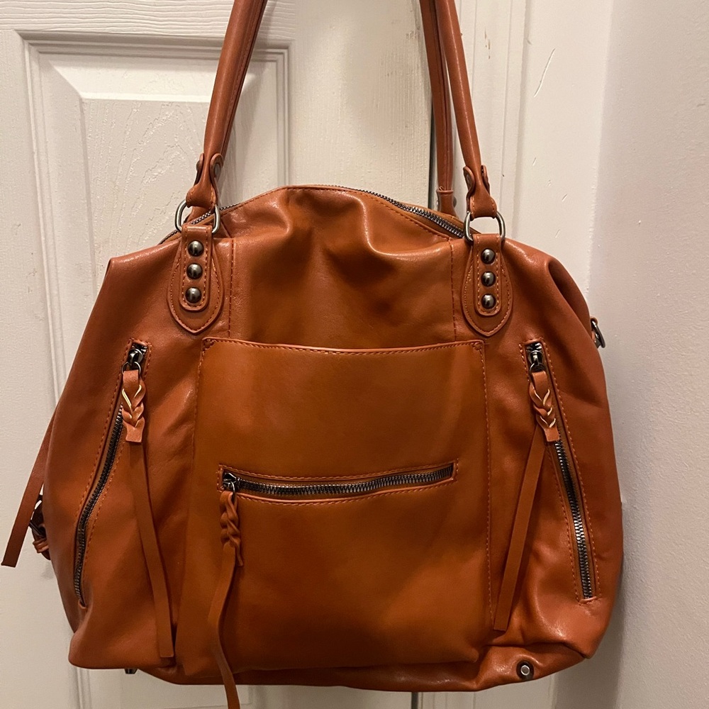 Brown Leather-Look Women's Tote Bag